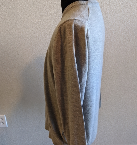Giorgiolini V Neck Sweater Gray Size Medium Merino - Picture 2 of 4